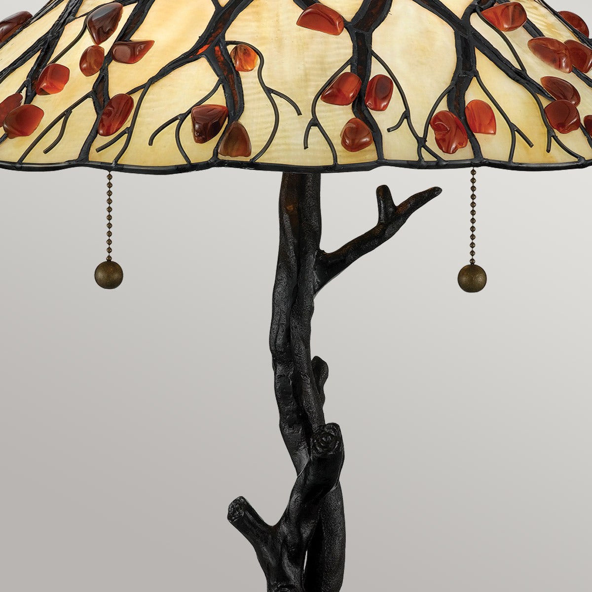 Quoizel Whispering 2 Light Tiffany style Table Lamp Valiant Bronze with Art Glass Shade