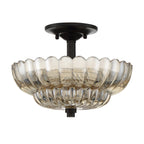 Quoizel Whitecap 3 Light Semi Flush Medium Tinted Amber Glass with Mottled Cocoa Brown