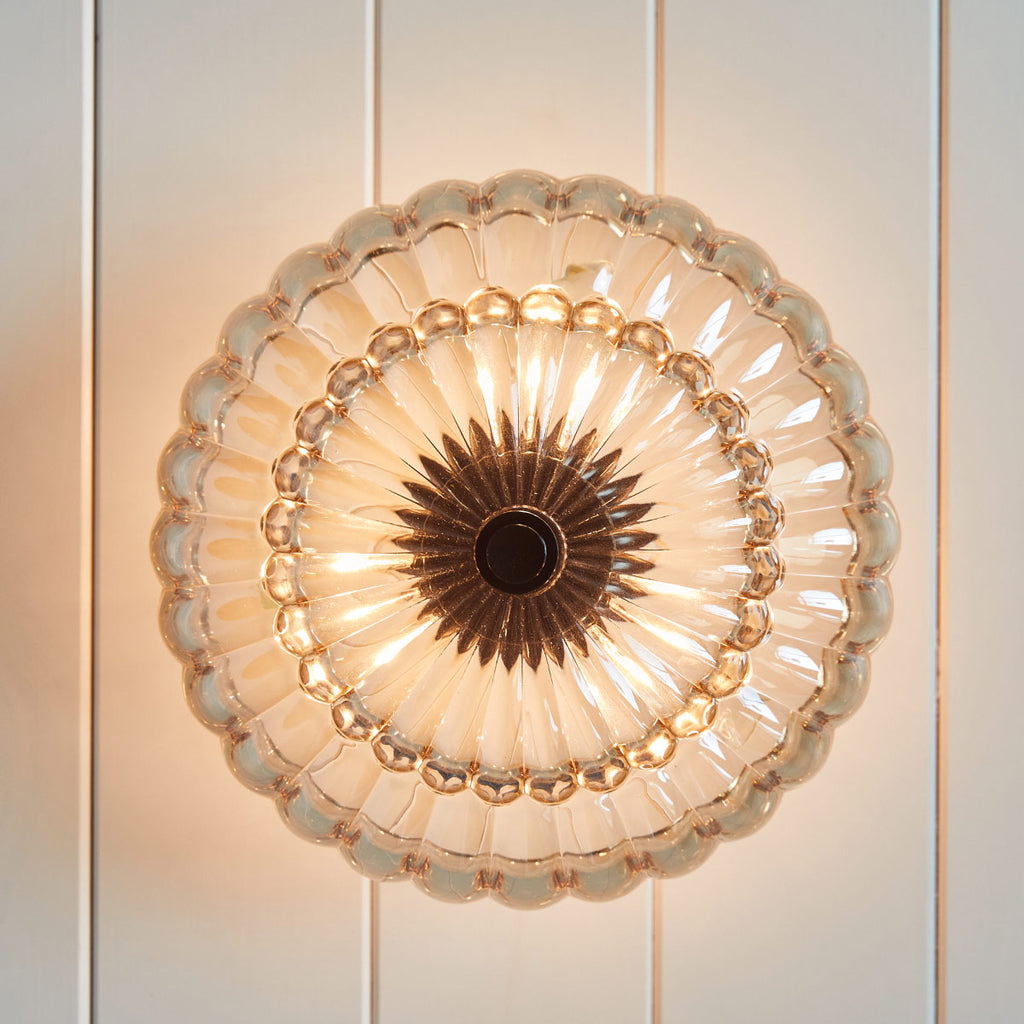 Quoizel Whitecap 3 Light Semi Flush Medium Tinted Amber Glass with Mottled Cocoa Brown