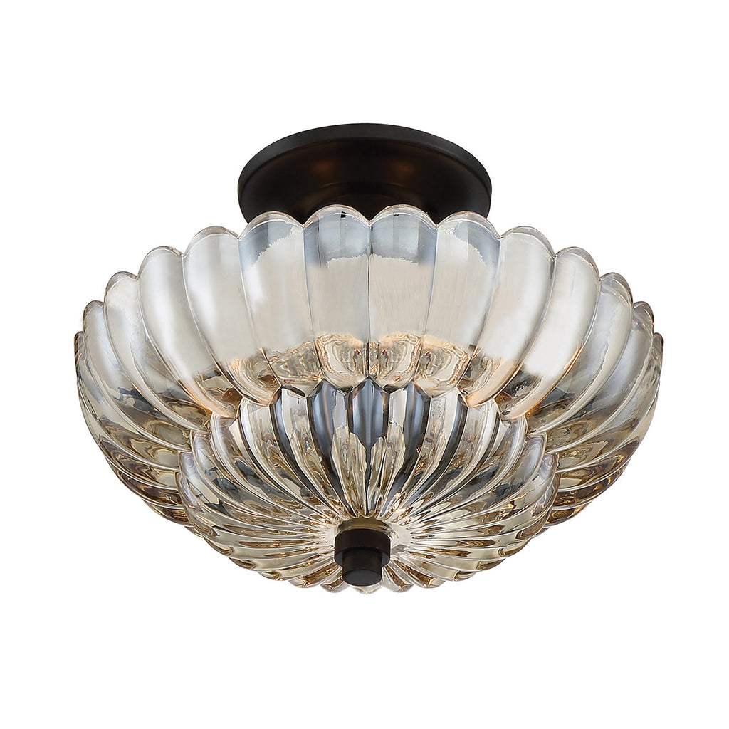 Quoizel Whitecap 3 Light Semi Flush Medium Tinted Amber Glass with Mottled Cocoa Brown
