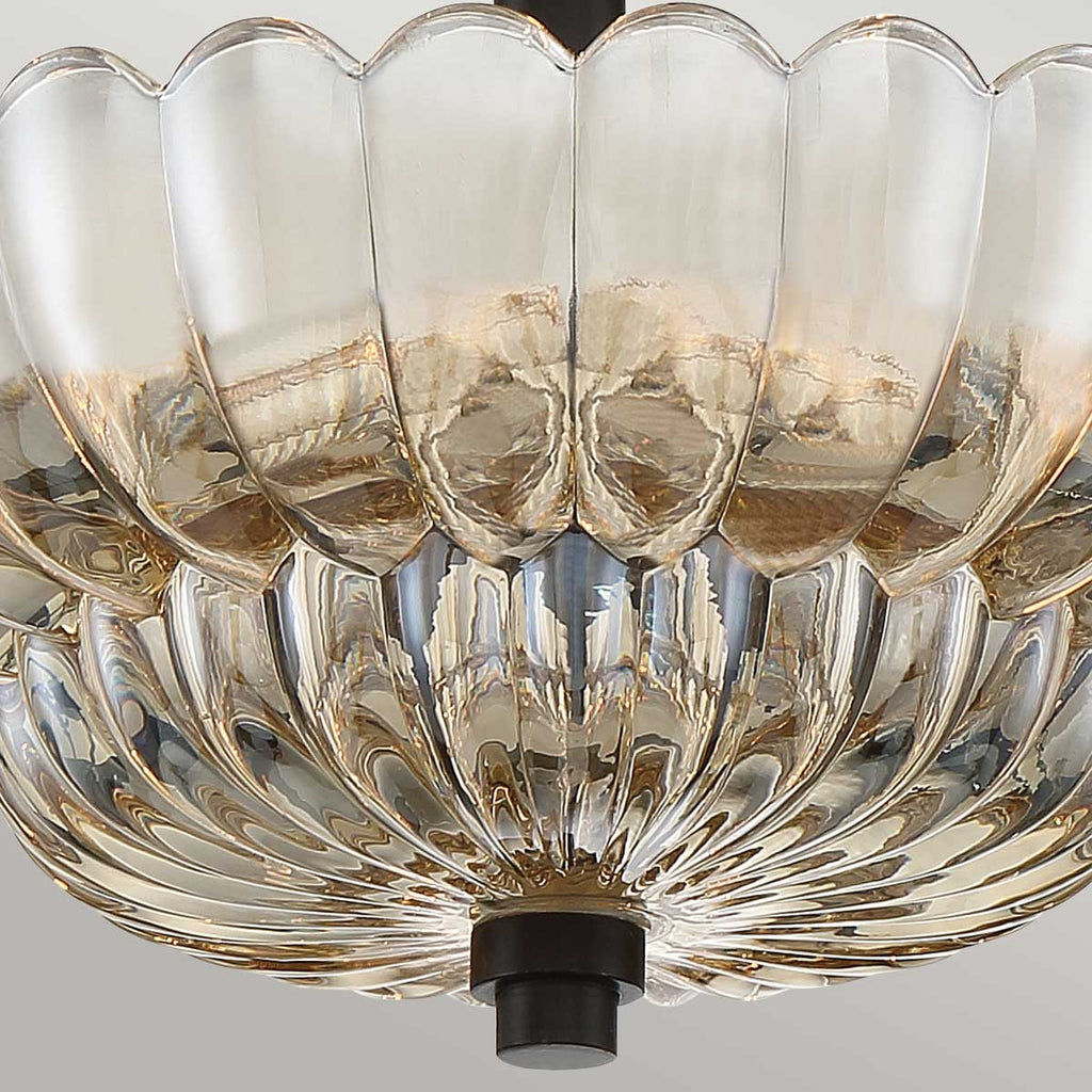 Quoizel Whitecap 3 Light Semi Flush Medium Tinted Amber Glass with Mottled Cocoa Brown