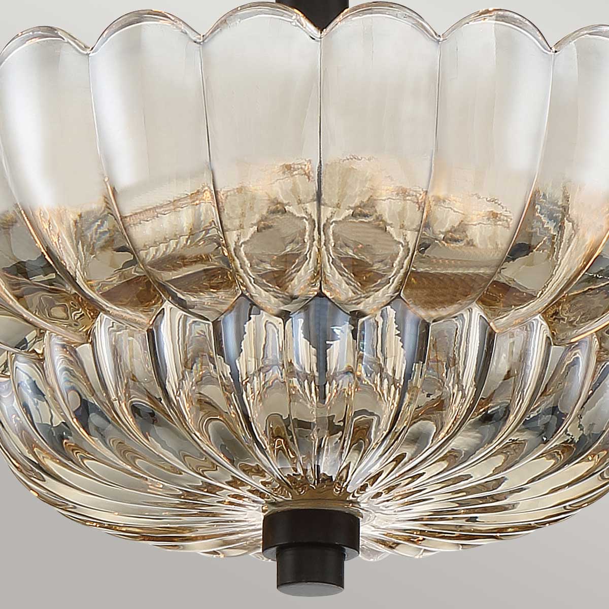 Quoizel Whitecap 3 Light Semi Flush Medium Tinted Amber Glass with Mottled Cocoa Brown