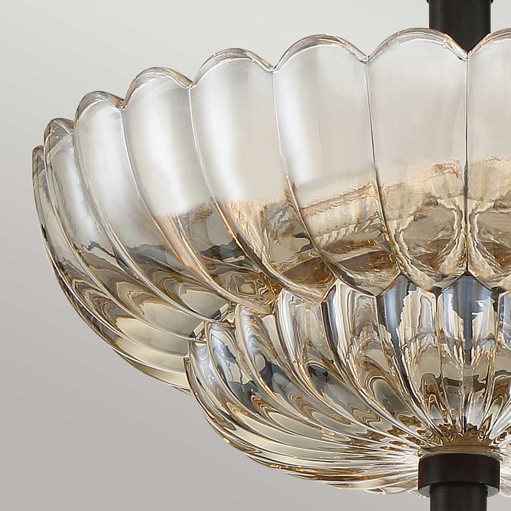 Quoizel Whitecap 3 Light Semi Flush Medium Tinted Amber Glass with Mottled Cocoa Brown
