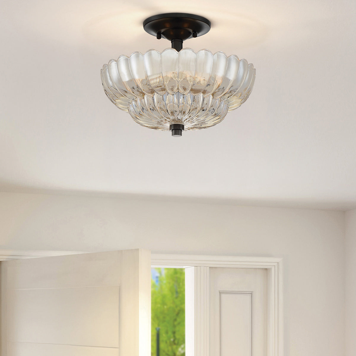 Quoizel Whitecap 3 Light Semi Flush Medium Tinted Amber Glass with Mottled Cocoa Brown