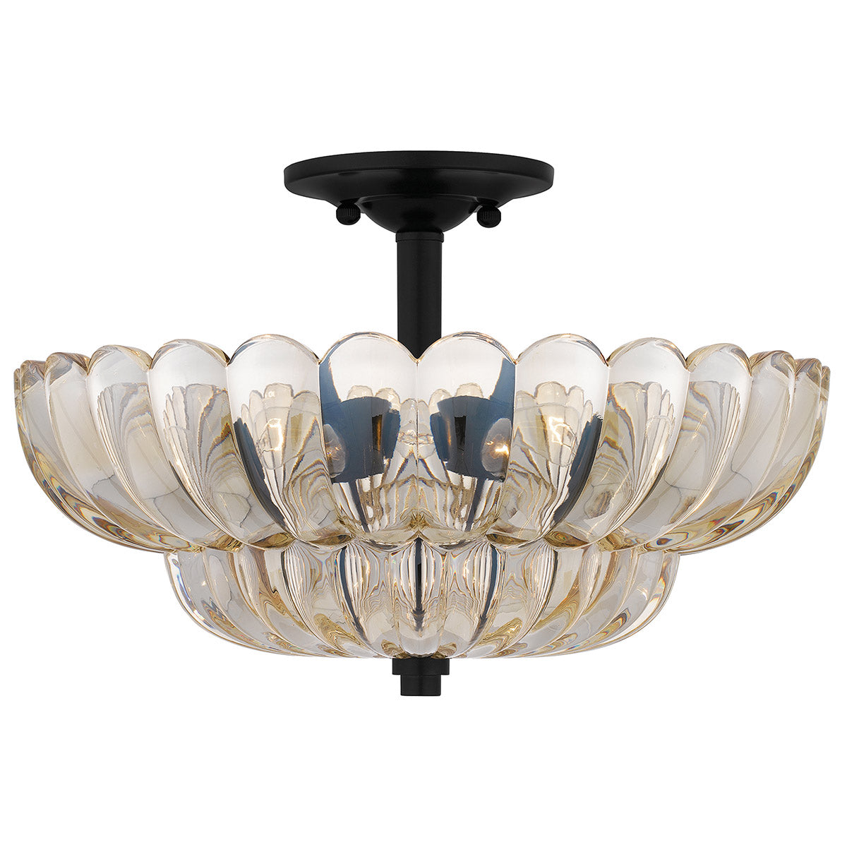 Quoizel Whitecap 4 Light Semi Flush Medium Tinted Amber Glass with Mottled Cocoa Brown