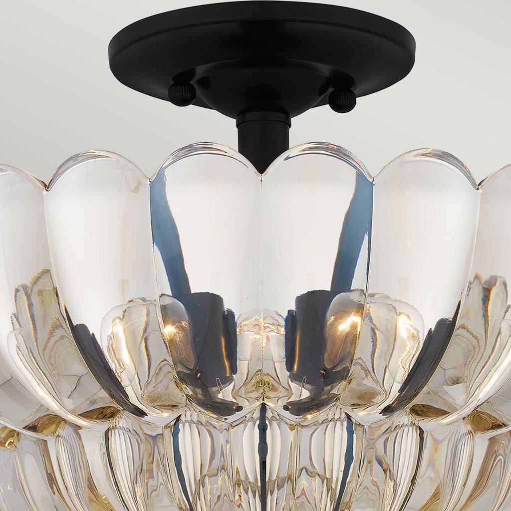 Quoizel Whitecap 4 Light Semi Flush Medium Tinted Amber Glass with Mottled Cocoa Brown