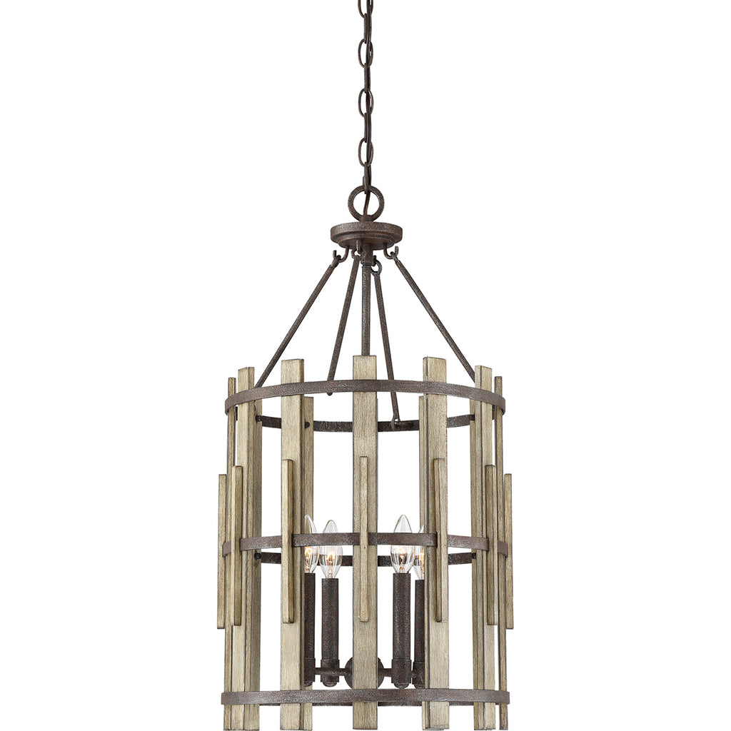 Quoizel Wood Hollow 4 Light Chandelier in Rustic Black