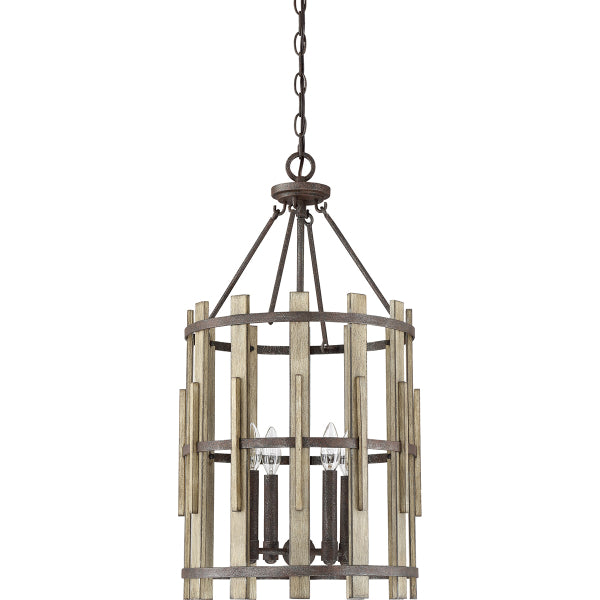 Quoizel Wood Hollow 4 Light Chandelier in Rustic Black