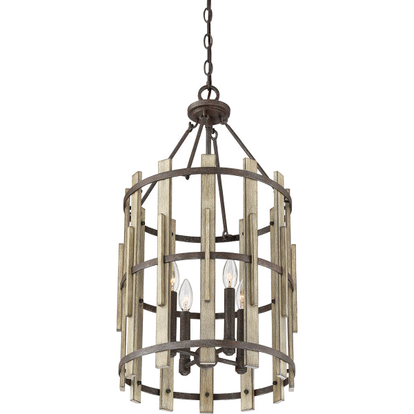 Quoizel Wood Hollow 4 Light Chandelier in Rustic Black