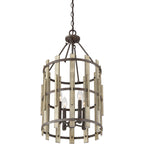 Quoizel Wood Hollow 4 Light Chandelier in Rustic Black