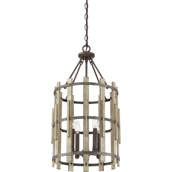 Quoizel Wood Hollow 4 Light Chandelier in Rustic Black