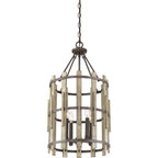 Quoizel Wood Hollow 4 Light Chandelier in Rustic Black