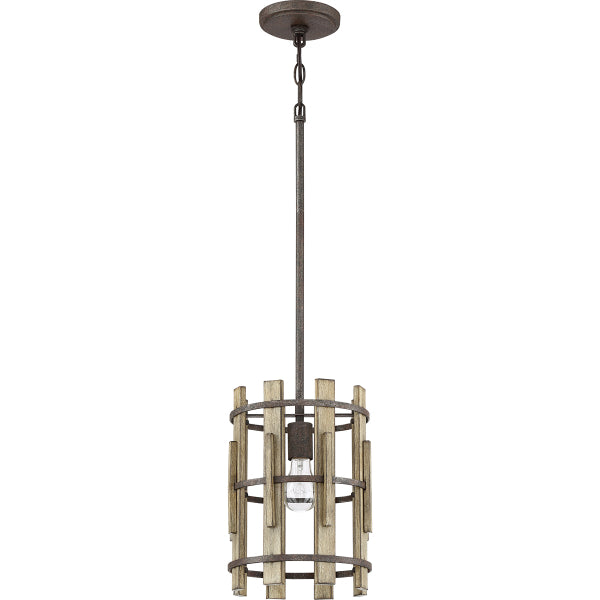 Quoizel Wood Hollow Mini Pendant Light Rustic Black QZ/WOODHOLLOW/MP