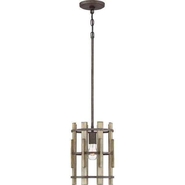 Quoizel Wood Hollow Mini Pendant Light Rustic Black QZ/WOODHOLLOW/MP
