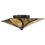 Quoizel Asheville 2 Light Tiffany Flush Ceiling Light in Valiant Bronze