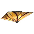 Quoizel Asheville 2 Light Tiffany Flush Ceiling Light in Valiant Bronze
