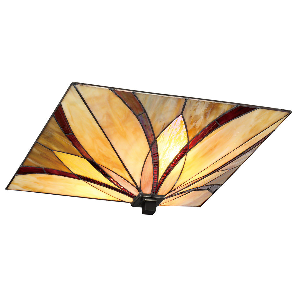 Quoizel Asheville 2 Light Tiffany Flush Ceiling Light in Valiant Bronze
