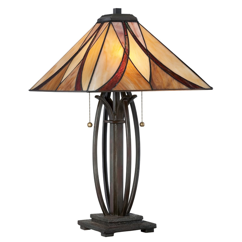 Quoizel Asheville Tiffany Table Lamp in Valiant Bronze