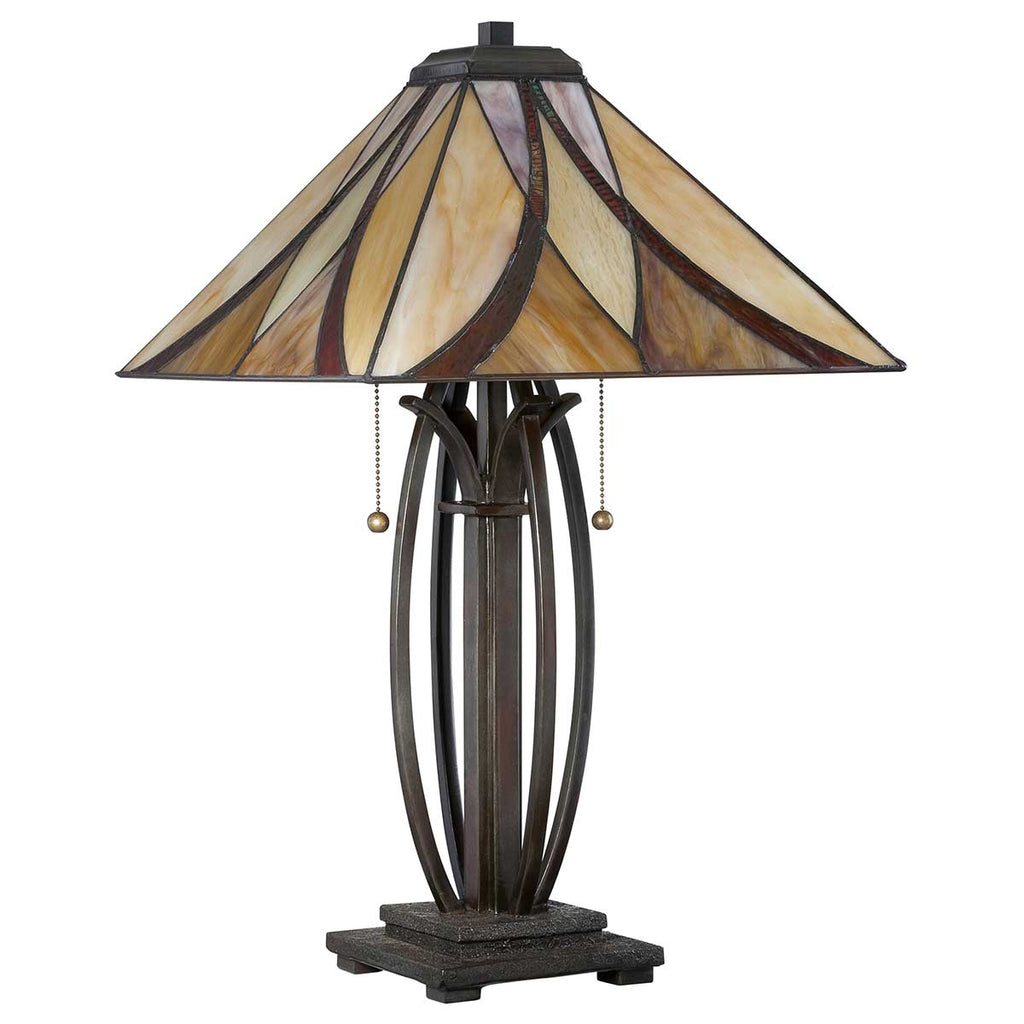 Quoizel Asheville Tiffany Table Lamp in Valiant Bronze