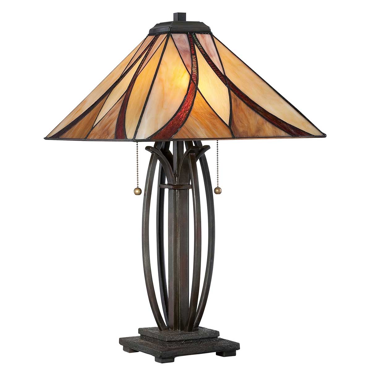 Quoizel Asheville Tiffany Table Lamp in Valiant Bronze