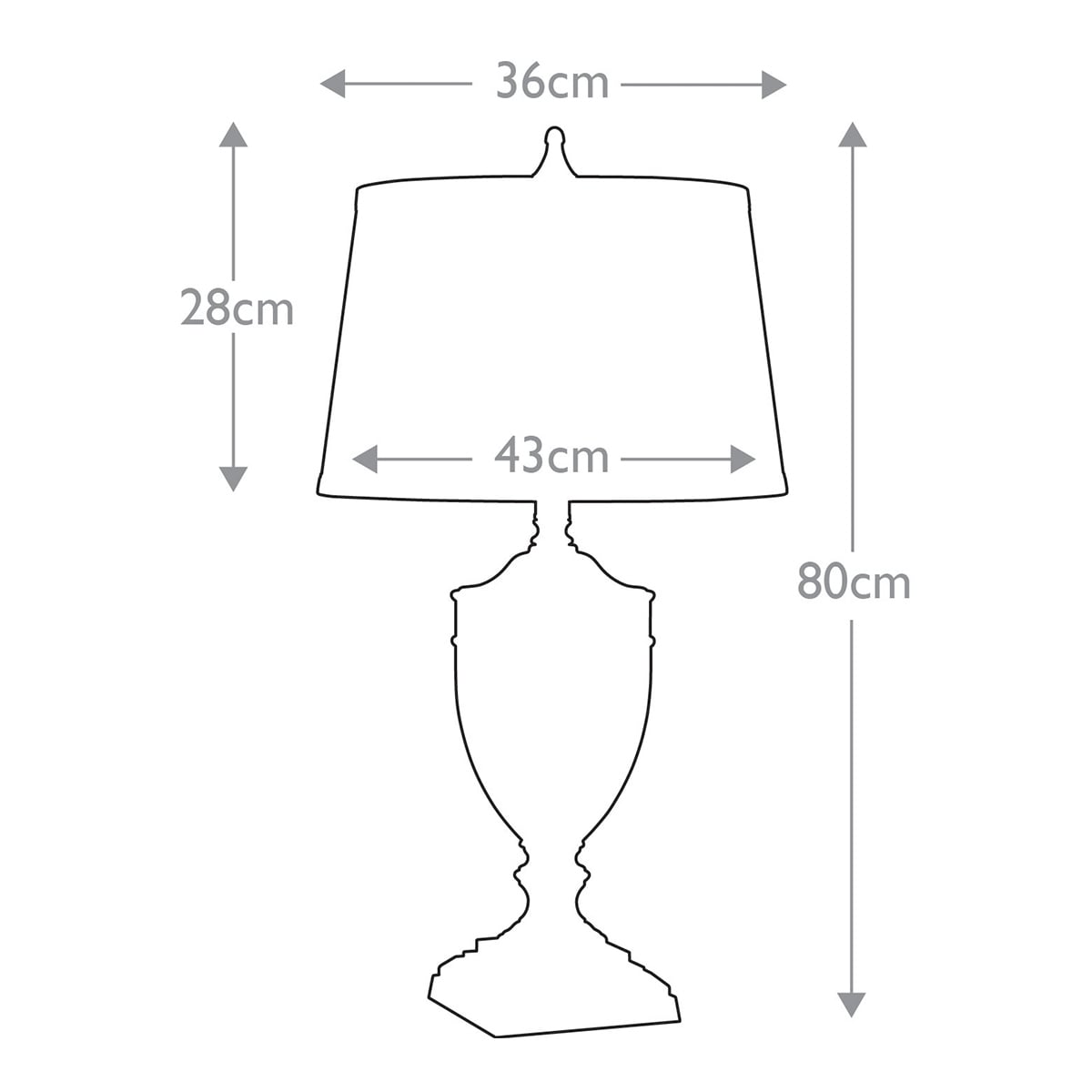 Quoizel Dennison Table Lamp Polished Nickel ELS/QZ/DENNISON PN - dimensions