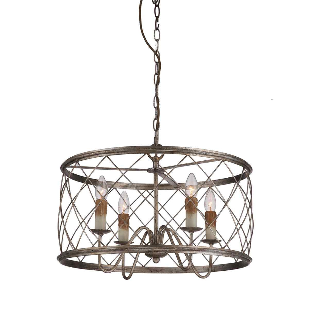 Quoizel Dury 4 Light Pendant Chandelier Century Silver Leaf QZ-DURY-P