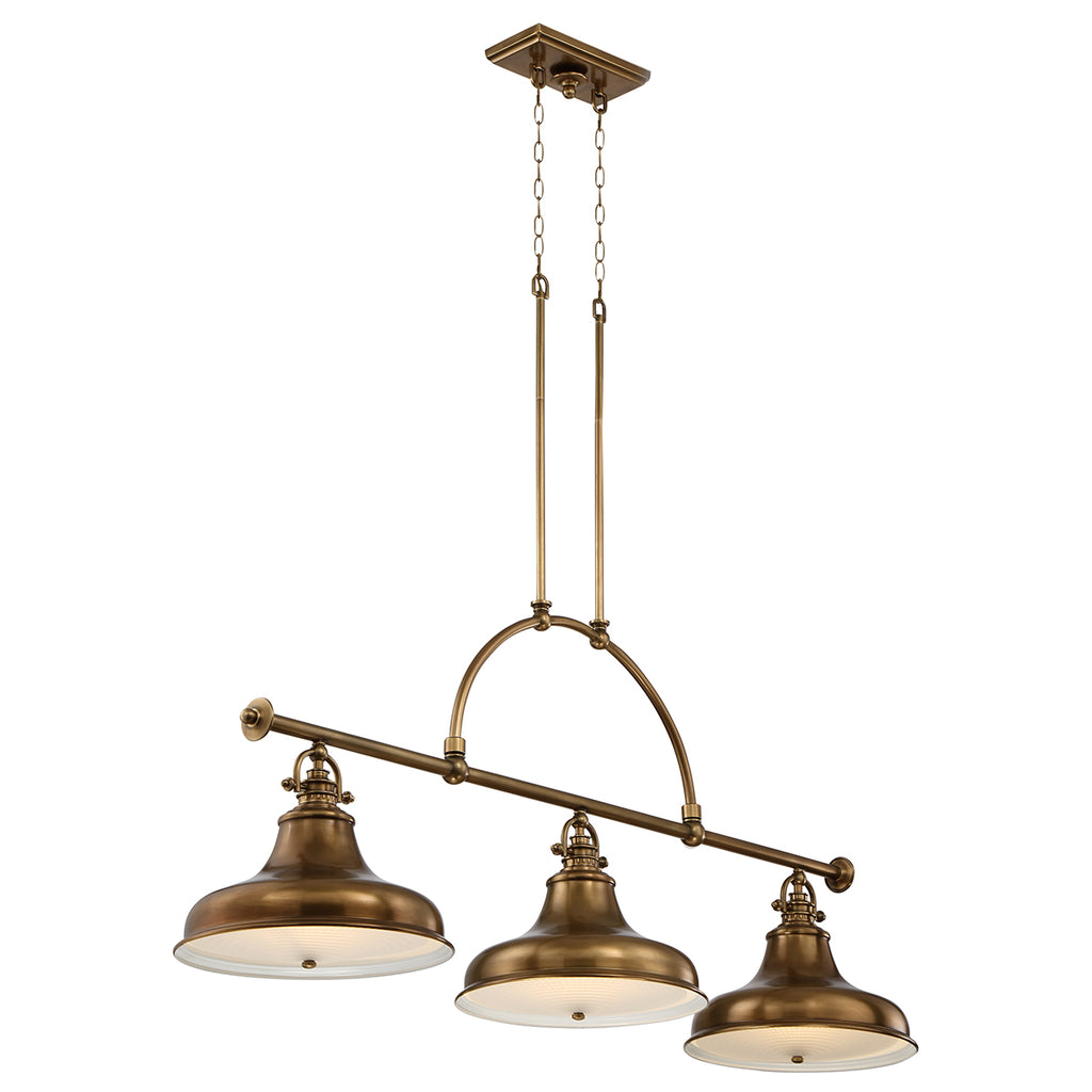 Quoizel Emery 3 Light Bar Pendant Light in Weathered Brass