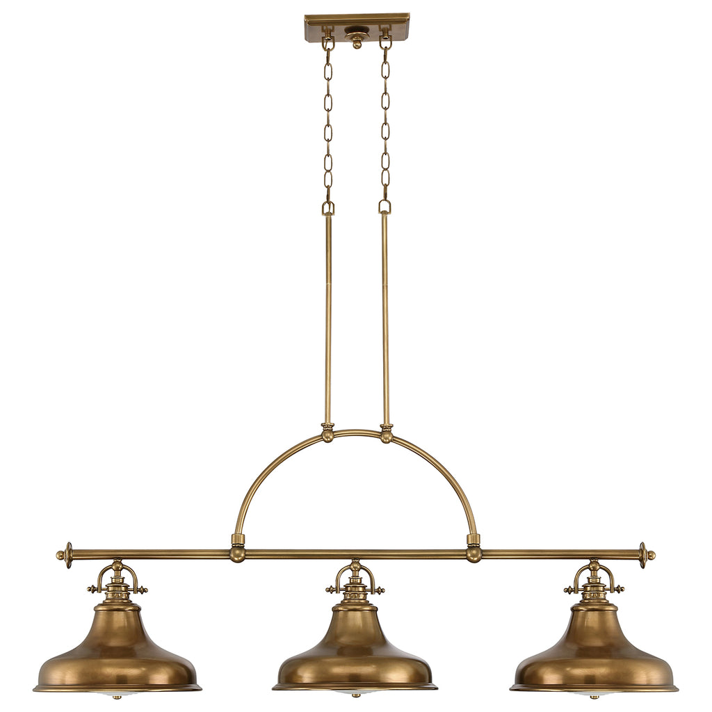 Quoizel Emery 3 Light Bar Pendant Light in Weathered Brass