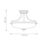 Quoizel Griffin 3 Light Semi Flush Ceiling Light in Antique Nickel, dimensions