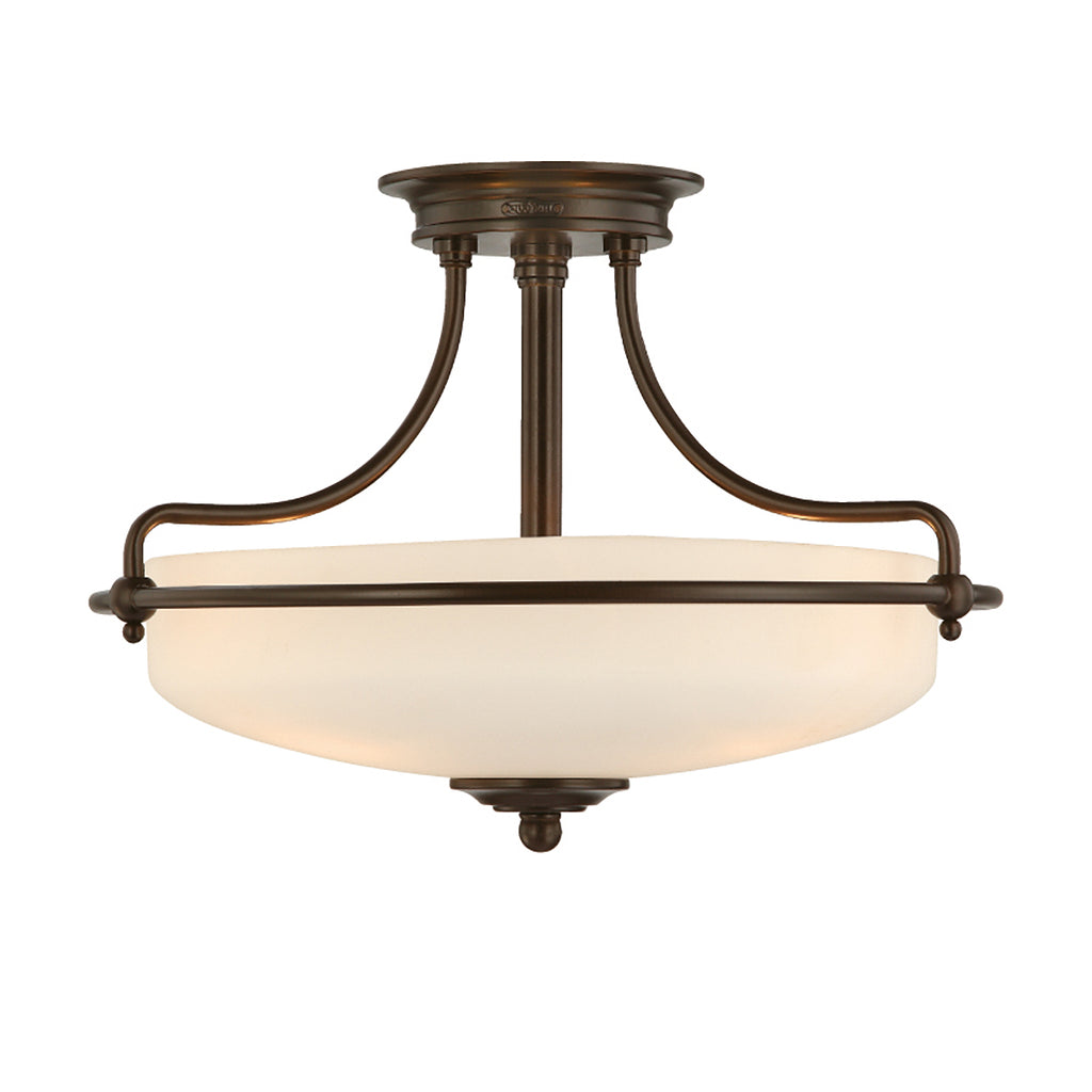 Quoizel Griffin 3 Light Semi Flush Ceiling Light in Palladian Bronze