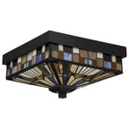 Quoizel Inglenook Tiffany 2 Outdoor Flush Ceiling Light in Valiant Bronze