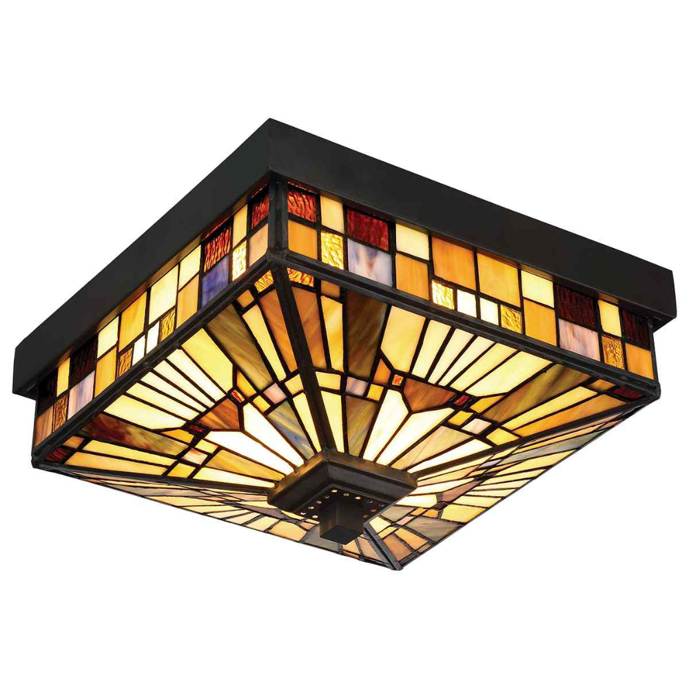 Quoizel Inglenook Tiffany 2 Outdoor Flush Ceiling Light in Valiant Bronze