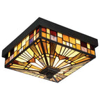 Quoizel Inglenook Tiffany 2 Outdoor Flush Ceiling Light in Valiant Bronze