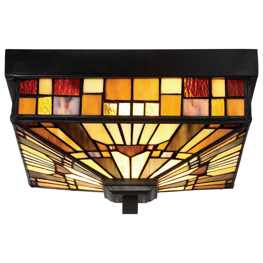 Quoizel Inglenook Tiffany 2 Outdoor Flush Ceiling Light in Valiant Bronze