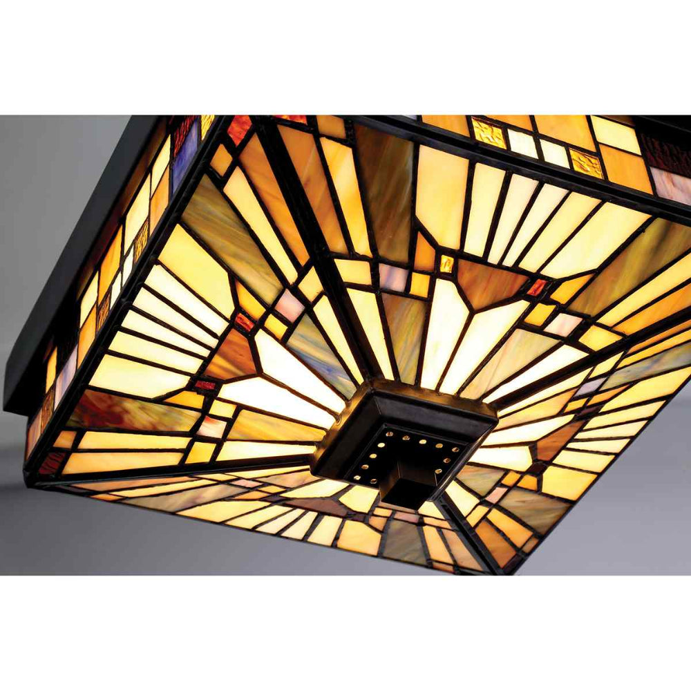 Quoizel Inglenook Tiffany 2 Outdoor Flush Ceiling Light in Valiant Bronze