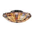 Quoizel Inglenook 2 Light Flush Valiant Bronze & Art Glass Shade