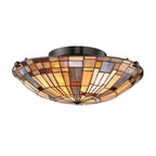 Quoizel Inglenook 2 Light Flush Valiant Bronze & Art Glass Shade