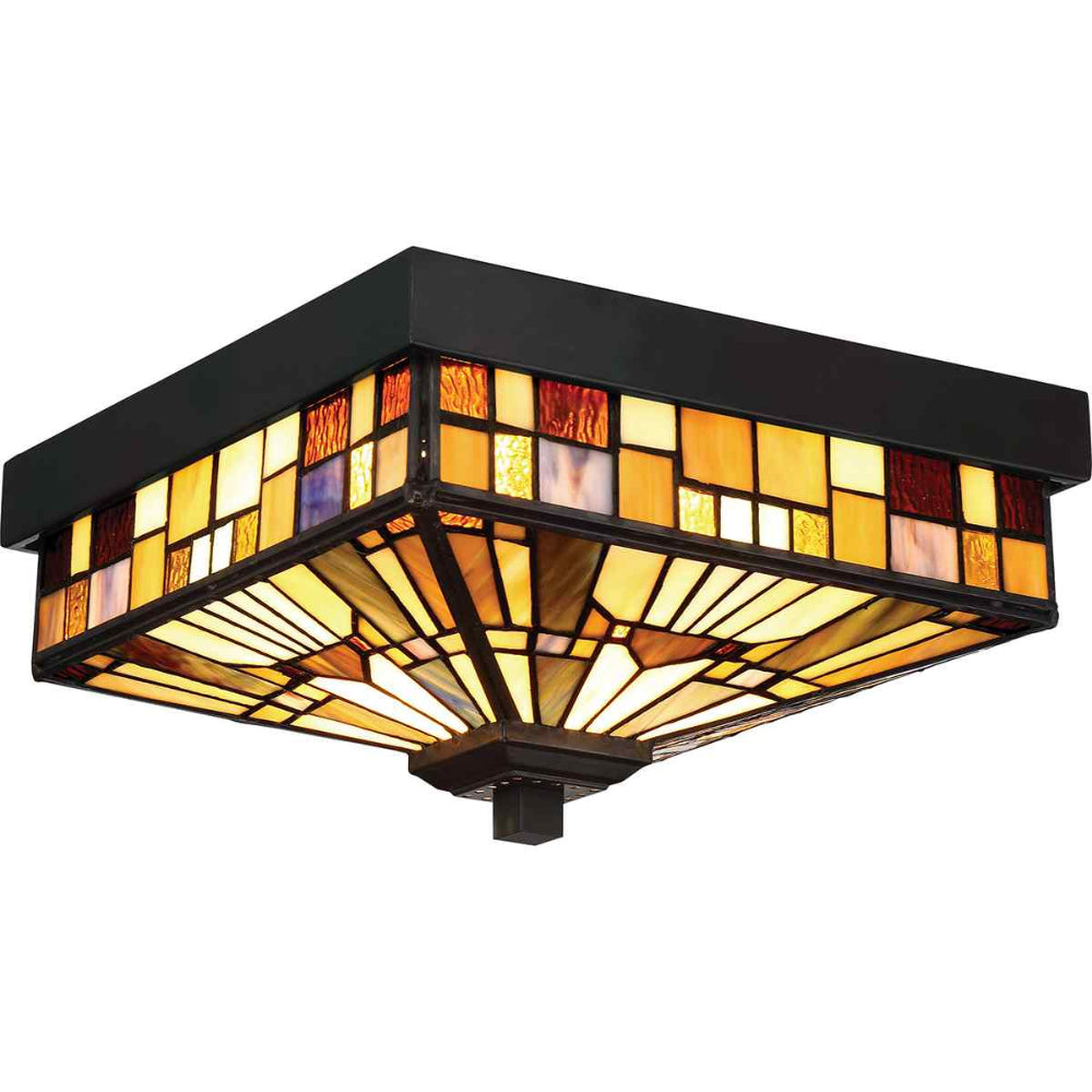 Quoizel Inglenook Tiffany 2 Outdoor Flush Ceiling Light in Valiant Bronze
