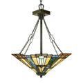 Quoizel Inglenook Tiffany Inverted Pendant Light in Valiant Bronze