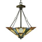 Quoizel Inglenook Tiffany Inverted Pendant Light in Valiant Bronze