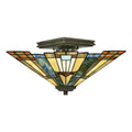 Quoizel Inglenook Tiffany Semi Flush Ceiling Light in Valiant Bronze