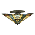 Quoizel Inglenook Tiffany Semi Flush Ceiling Light in Valiant Bronze