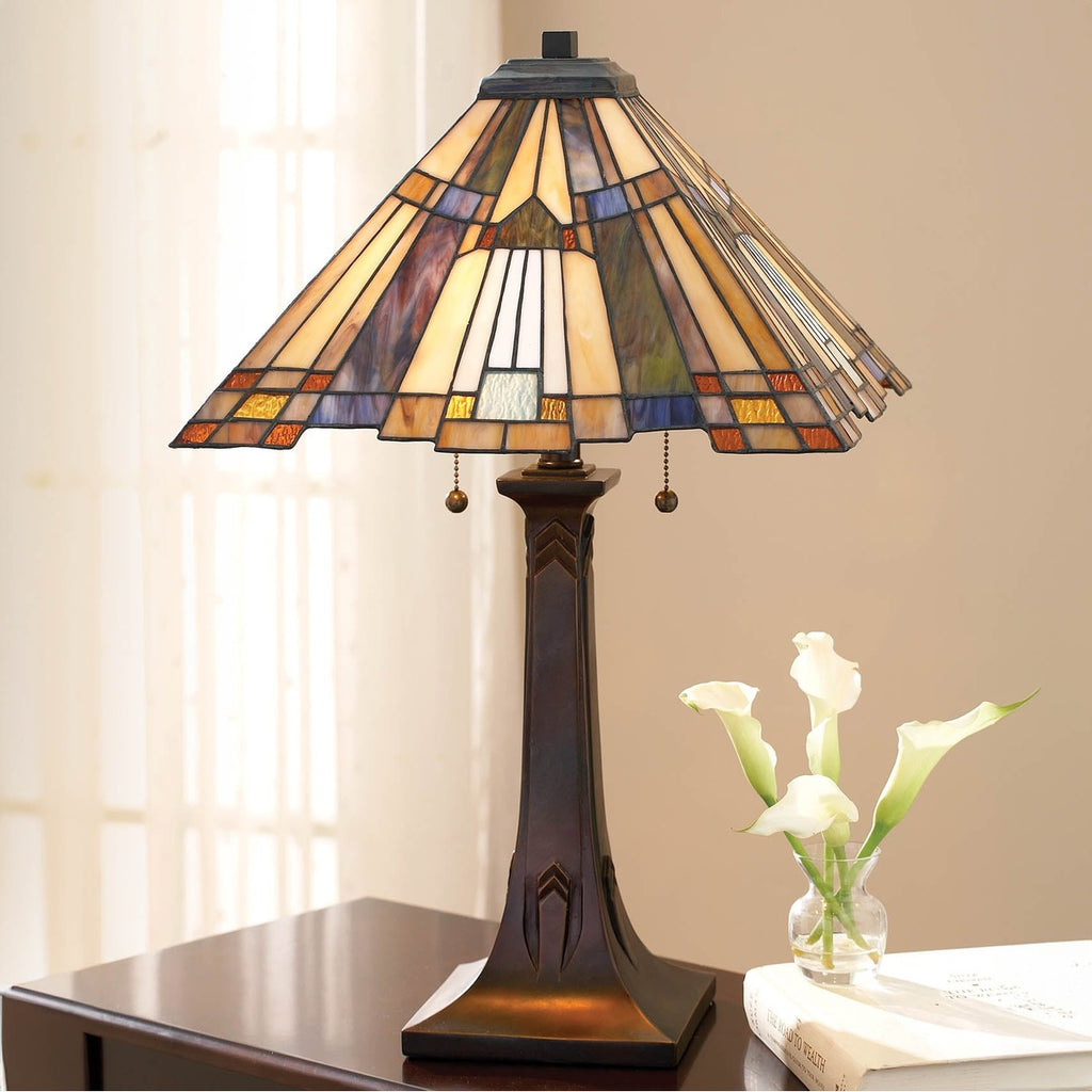 Quoizel Inglenook Tiffany Table Lamp in Valiant Bronze