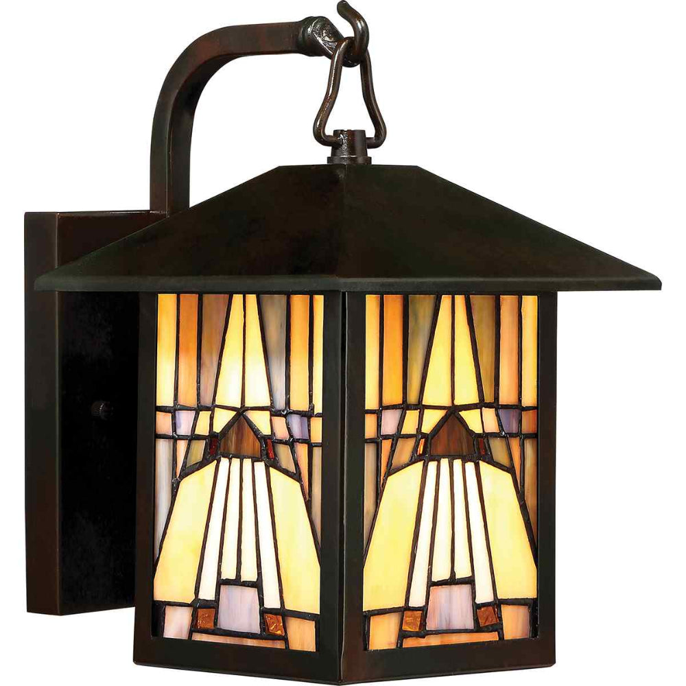 Quoizel Inglenook Tiffany Small Outdoor Wall Lantern in Valiant Bronze