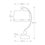 Quoizel Jenkins Table Lamp Polished Nickel ELS/QZ/JENKINS/TL PN - dimensions