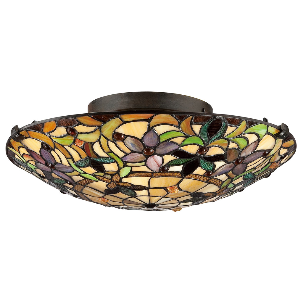 Quoizel Kami Tiffany 2 Light Flush Ceiling Light in Vintage Bronze