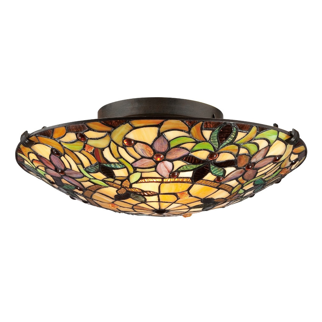 Quoizel Kami Tiffany 2 Light Flush Ceiling Light in Vintage Bronze