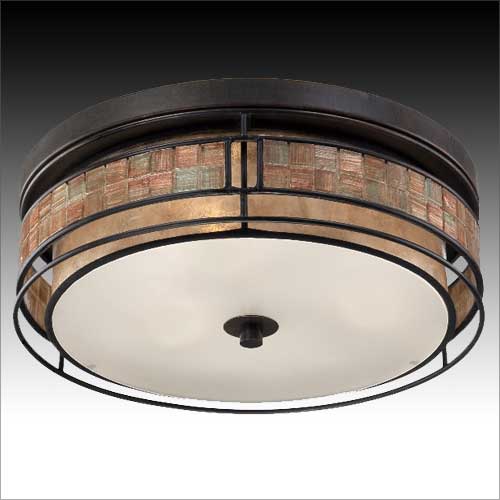 Quoizel Laguna Renaissance 3 Light Flush Ceiling Light in Copper Mosaic