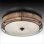 Quoizel Laguna Renaissance 3 Light Flush Ceiling Light in Copper Mosaic