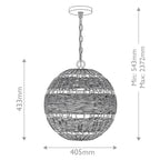 Quoizel Lindendale Pendant Antique White Rattan with Clear Shade Inside